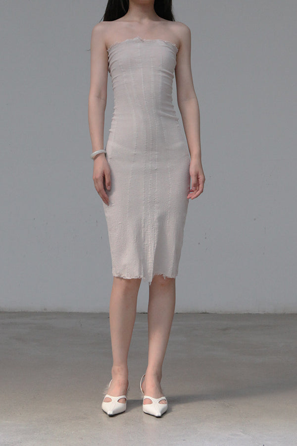 Marc le bihan belted tube top dress 21938-E21 GLACIER